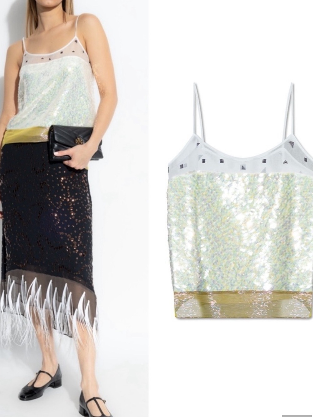 Tory Burch Iridescent Sequin shirt with Gold Band